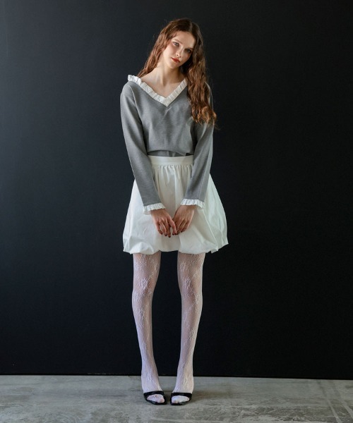 DONOBAN（ドノバン） Vネックフリルトップス レディース : ZOZOTOWN