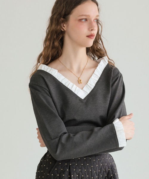 DONOBAN Vネックフリルトップス レディース : ZOZOTOWN Yahoo!店