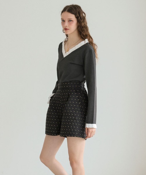 DONOBAN（ドノバン） Vネックフリルトップス レディース : ZOZOTOWN