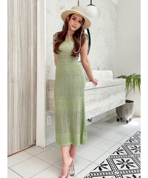 「DURAS」 ニットワンピース FREE グリーン レディース_画像4