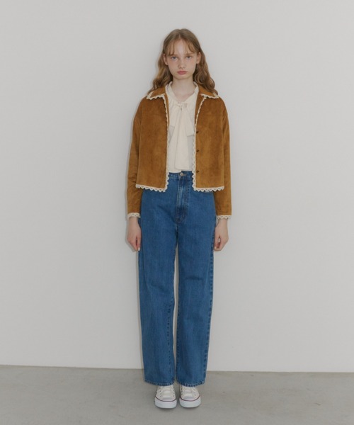 ジャケット テーラードジャケット piping lace suede jacket