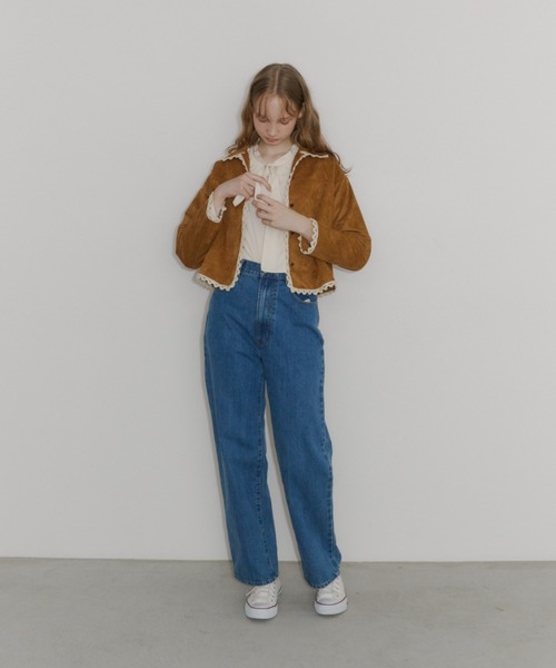 ジャケット テーラードジャケット piping lace suede jacket