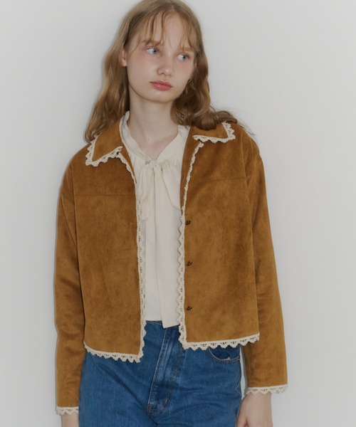 idem パイピングレーススエードジャケット テーラードジャケット ジャケット テーラードジャケット piping lace suede jacket