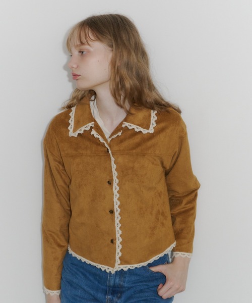 ジャケット テーラードジャケット piping lace suede jacket