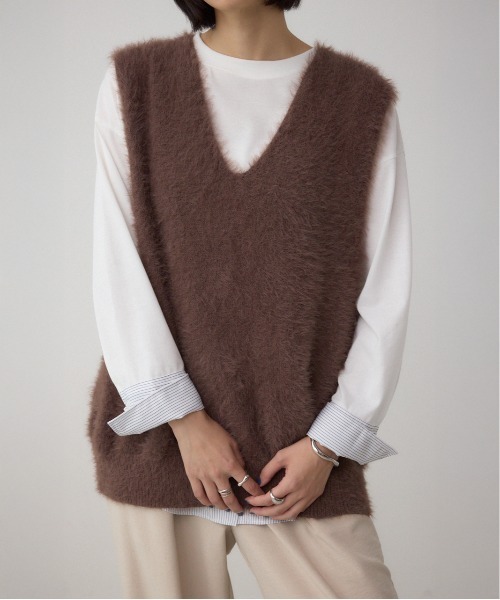 AZUL BY MOUSSY（アズールバイマウジー） ベスト ジレ シャギーニット