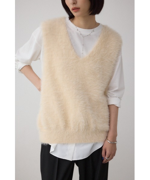 2020 AW ブラックバイマウジー　ニットベスト　ベージュ BLACK BY MOUSSY（ブラックバイマウジー）の「loop knit vest(ループ