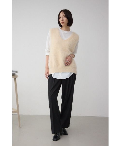2020 AW ブラックバイマウジー　ニットベスト　ベージュ BLACK BY MOUSSY（ブラックバイマウジー）の「loop knit vest(ループ