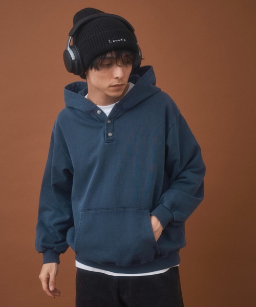 【希少•USA製】BAL バル フーディー ナス紺 フェードM パーカー 刺繍 Zooodle パーカー Pigment henry hoodie - ピグメントヘンリー