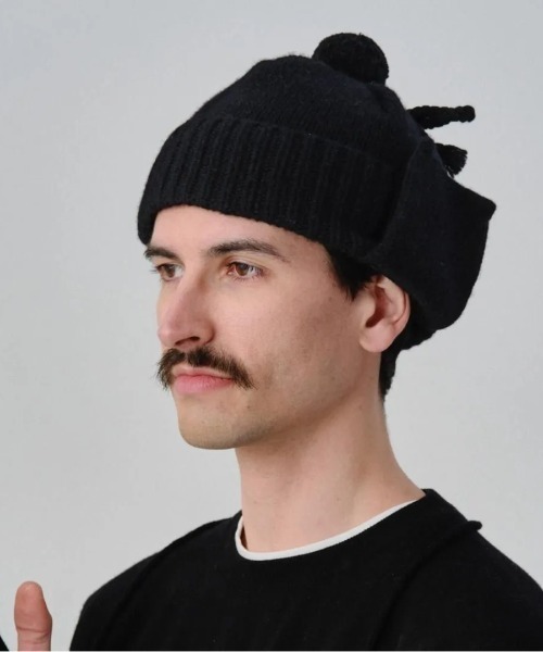NUMBER NINE ニット帽 イヤーフラップ ブラック カシミヤ100% Nine Tailor（ナインテイラー） ニット帽 ニットキャップ Stalk Flap