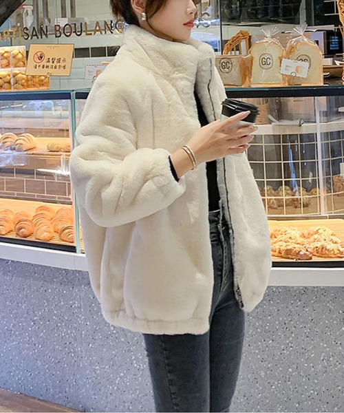 ムートンコート ボアコート エコファージップアップジャケット