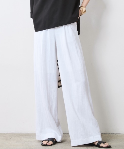 「CHIC STYLE」 イージーパンツ LL ブルー レディース_画像5