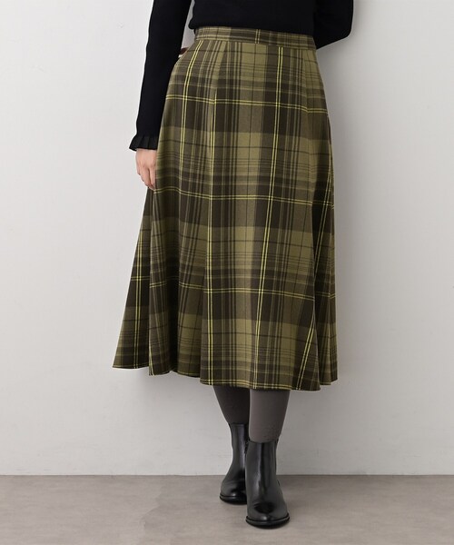 Dessin（デッサン） スカート 「洗える」チェック柄起毛フレアスカート