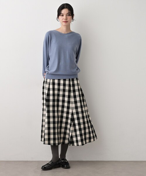 Dessin（デッサン） スカート 「洗える」チェック柄起毛フレアスカート