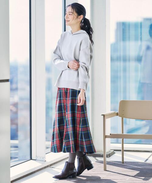 Dessin（デッサン） スカート 「洗える」チェック柄起毛フレアスカート