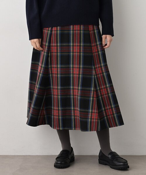 Dessin（デッサン） スカート 「洗える」チェック柄起毛フレアスカート