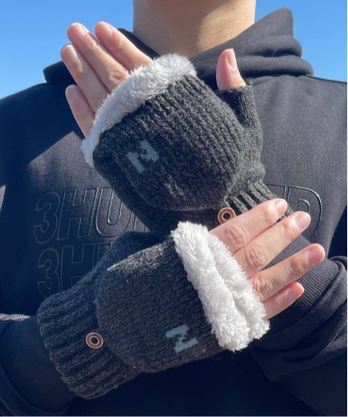NOWLE（ノウル） 手袋 「NOWLE」2WAY ふわふわボア ミトン 手袋 メンズ
