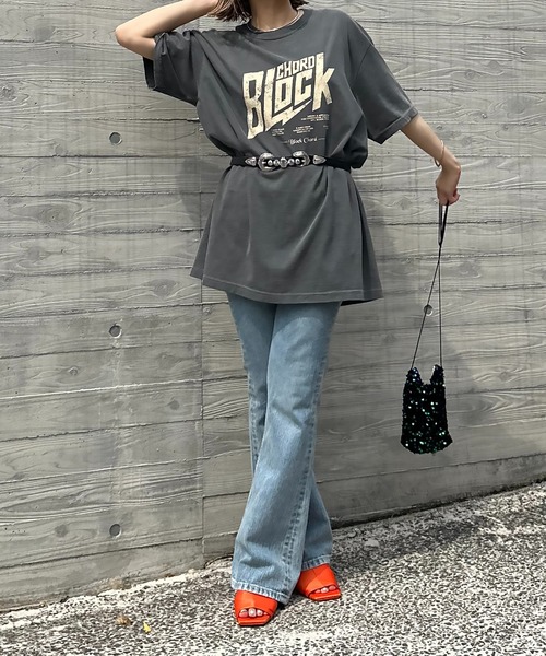 「mi via loca」 半袖Tシャツ LARGE スミクロ レディース_画像8