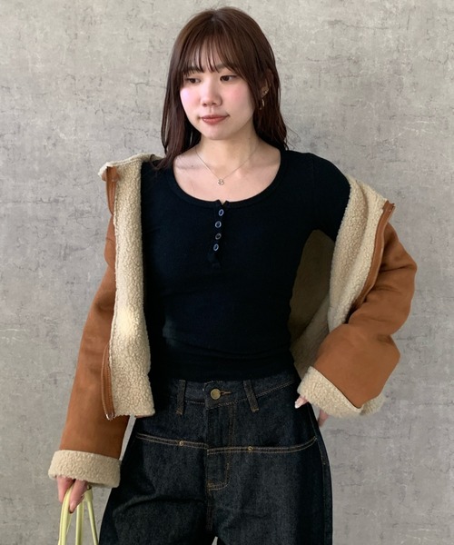 裏毛起毛ネックシャツ♡0 tシャツ 「裏「微」起毛」「5色展開」「S~Lサイズ選べる」あったかい