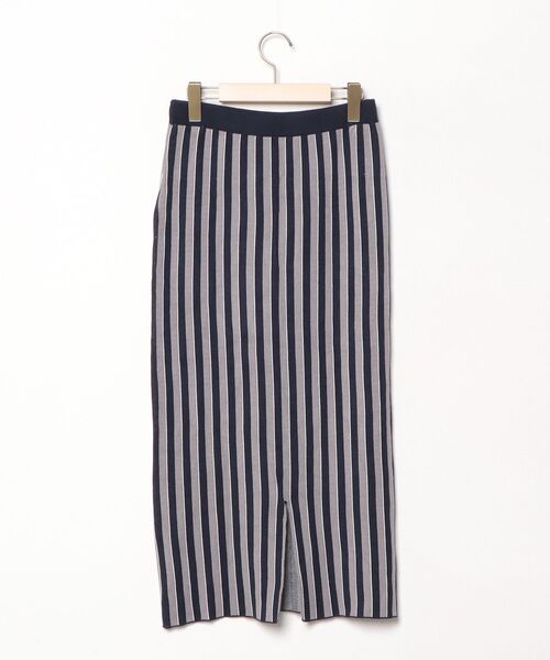 「LEPSIM」 ストライプ柄ニットスカート FREE ネイビー レディース_画像2