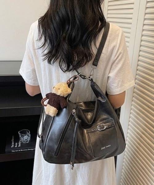 ショルダーバッグ バッグ 「3WAY/大容量！」フロントポケット フェイク