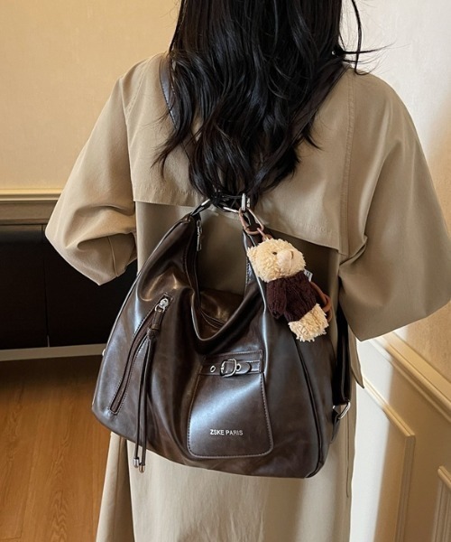 ショルダーバッグ バッグ 「3WAY/大容量！」フロントポケット フェイク