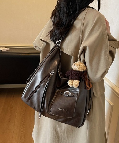ショルダーバッグ バッグ 「3WAY/大容量！」フロントポケット フェイク
