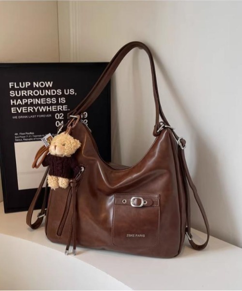 ショルダーバッグ バッグ 「3WAY/大容量！」フロントポケット フェイク