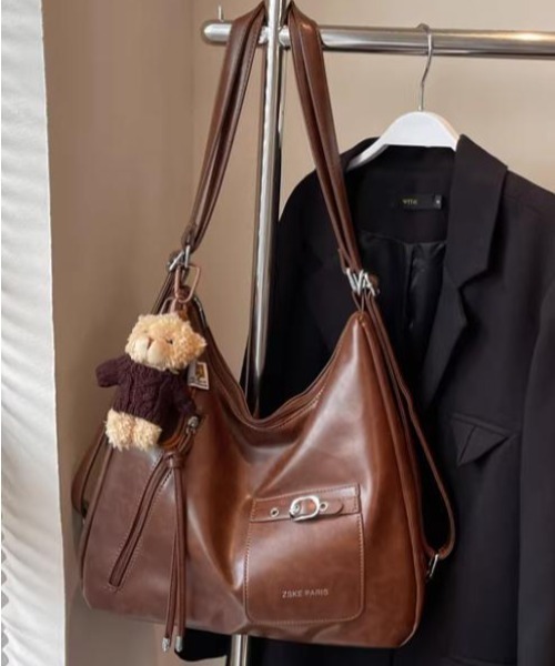 ショルダーバッグ バッグ 「3WAY/大容量！」フロントポケット フェイク