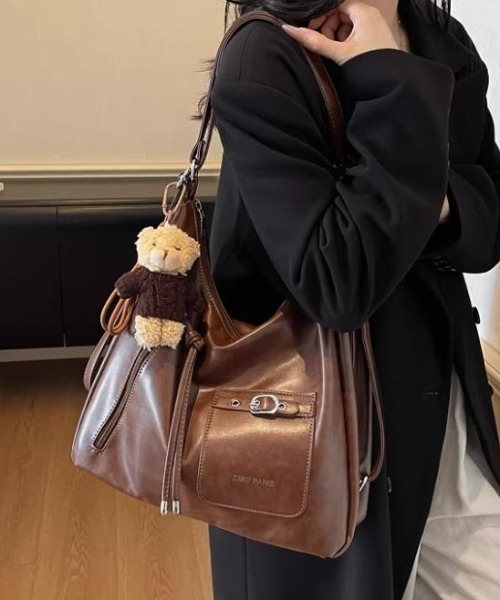 ショルダーバッグ バッグ 「3WAY/大容量！」フロントポケット フェイク