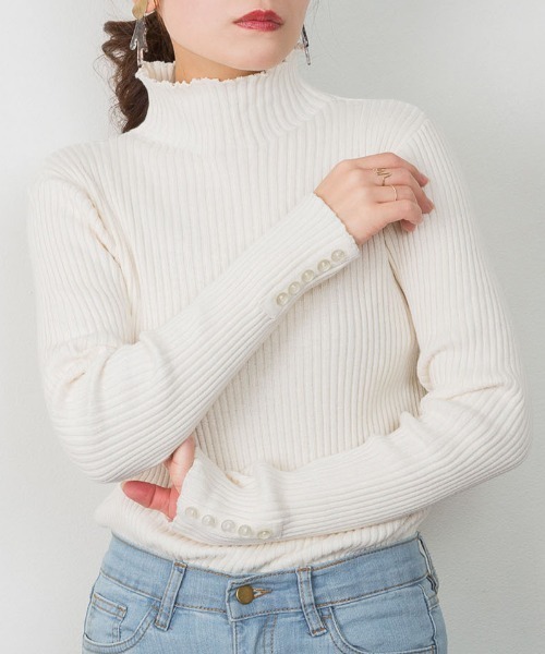 「atONE」 「LARU」長袖ニット - ダークグリーン レディース_画像2