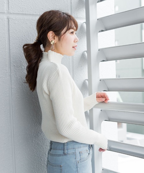 「atONE」 「LARU」長袖ニット - ダークグリーン レディース_画像3