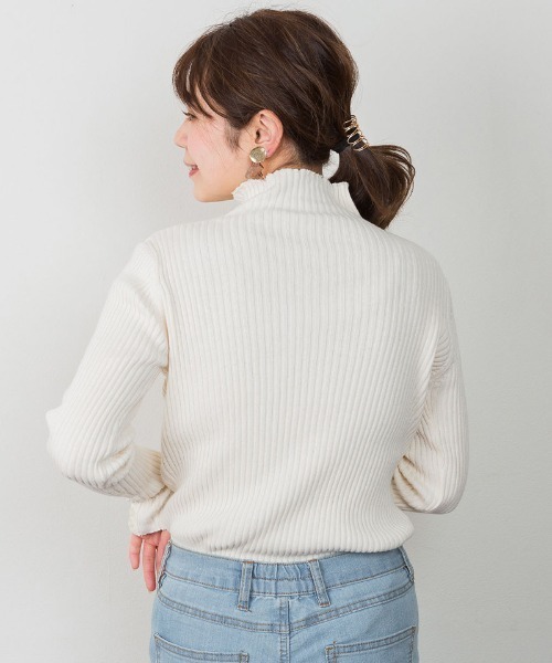 「atONE」 「LARU」長袖ニット - ダークグリーン レディース_画像4