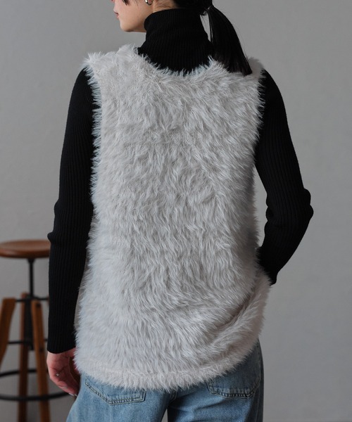 「r.」 ニットベスト FREE チャコールグレー レディース_画像4