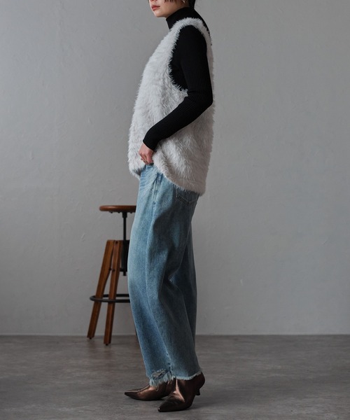 「r.」 ニットベスト FREE チャコールグレー レディース_画像6