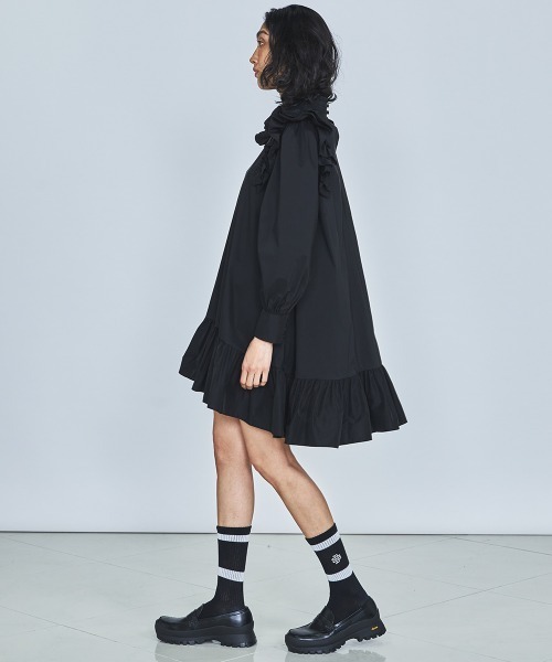 「DOUBLE STANDARD CLOTHING」 長袖ワンピース FREE ブラック レディース_画像4