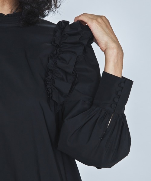 「DOUBLE STANDARD CLOTHING」 長袖ワンピース FREE ブラック レディース_画像9