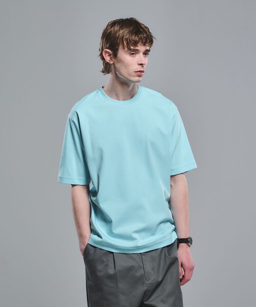 【グレー】【コットンシルケット】ポンチ クルーネック Tシャツ green label relaxing（グリーンレーベルリラクシング） tシャツ