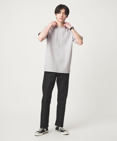 【グレー】【コットンシルケット】ポンチ クルーネック Tシャツ green label relaxing（グリーンレーベルリラクシング） tシャツ