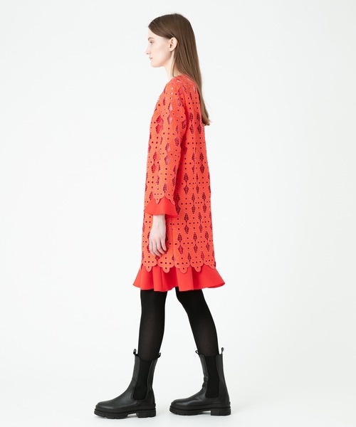 「LOULOU WILLOUGHBY」 長袖ワンピース 2 オレンジ レディースの画像