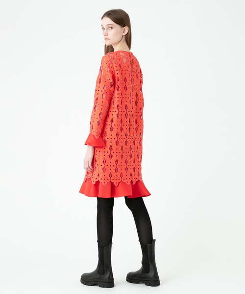 「LOULOU WILLOUGHBY」 長袖ワンピース 2 オレンジ レディースの画像