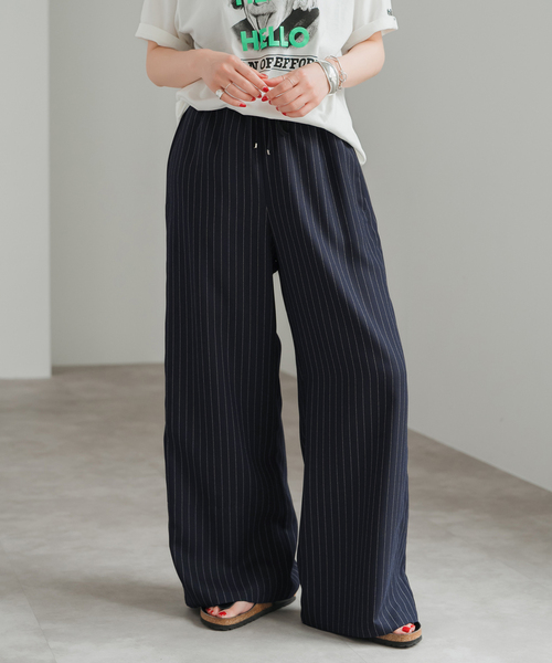 Spick & Span ジョーゼットイージーパンツ Spick＆Span（スピック アンド スパン） ワイドパンツ スラックス