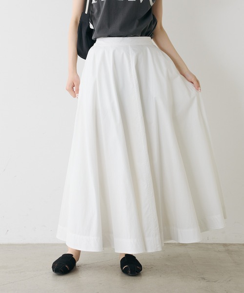 pual ce cin ロング スカート 夏 高密度コットンフレアスカート