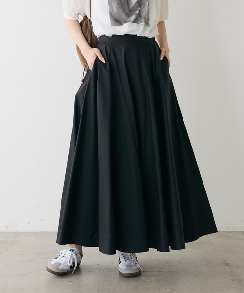 pual ce cin ロング スカート 夏 高密度コットンフレアスカート