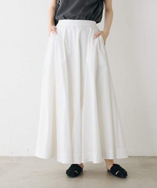 pual ce cin ロング スカート 夏 高密度コットンフレアスカート