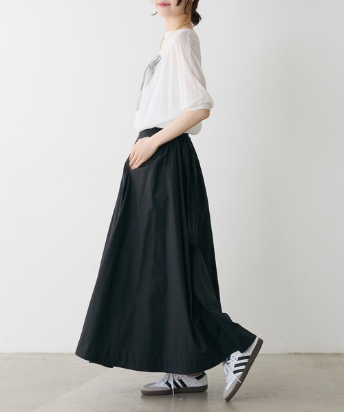 pual ce cin ロング スカート 夏 高密度コットンフレアスカート