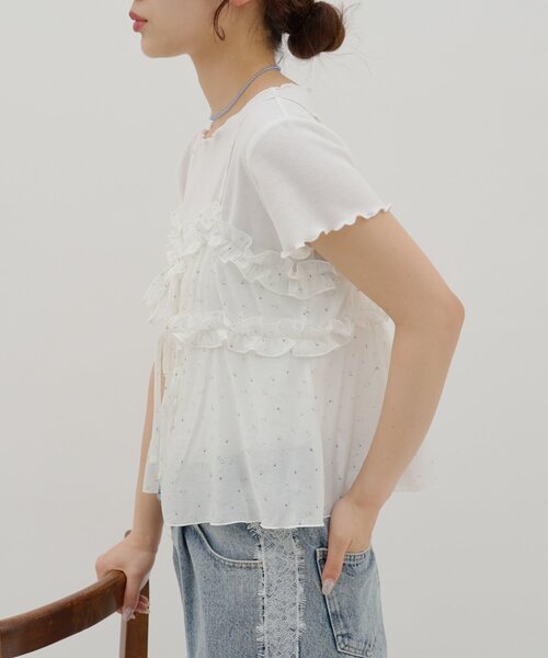 Discoat（ディスコート） tシャツ 半袖 「umm.」花柄キャミ×Tシャツ 