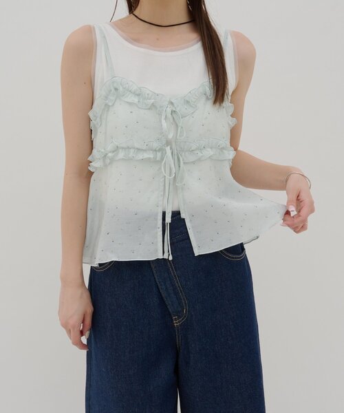 Discoat（ディスコート） tシャツ 半袖 「umm.」花柄キャミ×Tシャツ