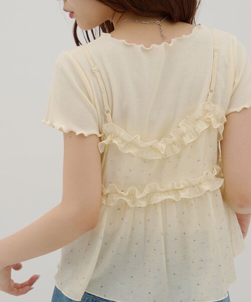 Discoat（ディスコート） tシャツ 半袖 「umm.」花柄キャミ×Tシャツ 