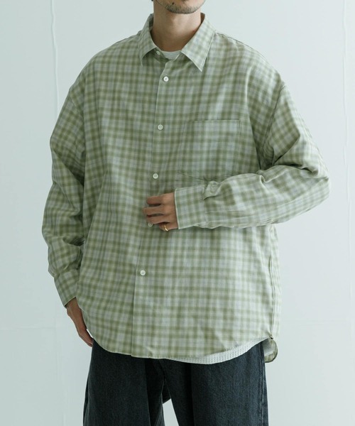 「THOMAS MASON」 長袖シャツ LARGE グリーン メンズ_画像2