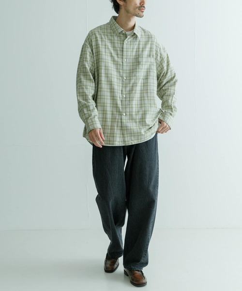 「THOMAS MASON」 長袖シャツ LARGE グリーン メンズ_画像3